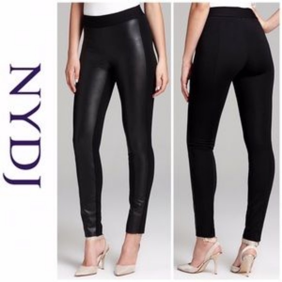 NYDJ Pants - Nydj Faux Leather front Knit Back Leggings 12